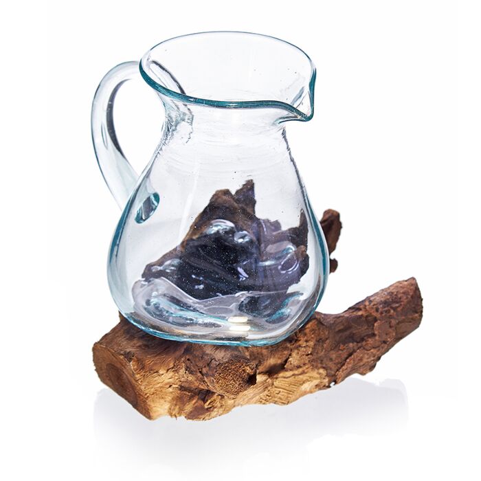 Molten Glass On Wood- Water Jug