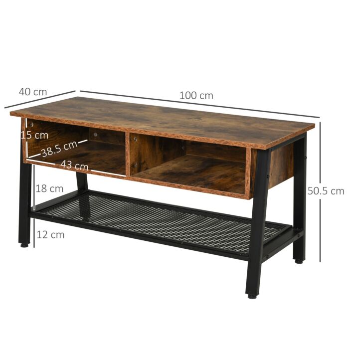 Homcom Rubber Wood 3-tier Tv Media Unit Black/brown