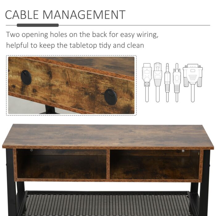 Homcom Rubber Wood 3-tier Tv Media Unit Black/brown