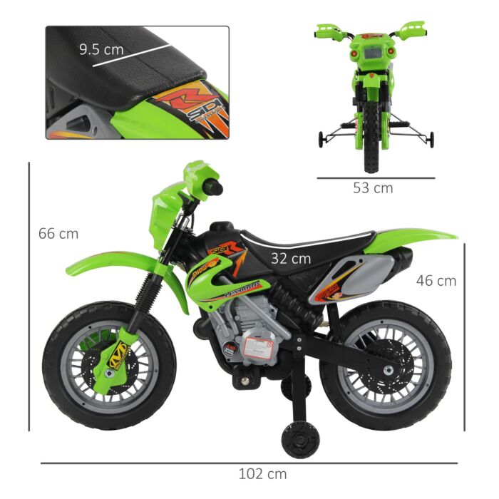 Homcom Kids Electric Motorbike Child Ride On Motorcycle 6v Battery Scooter (green)