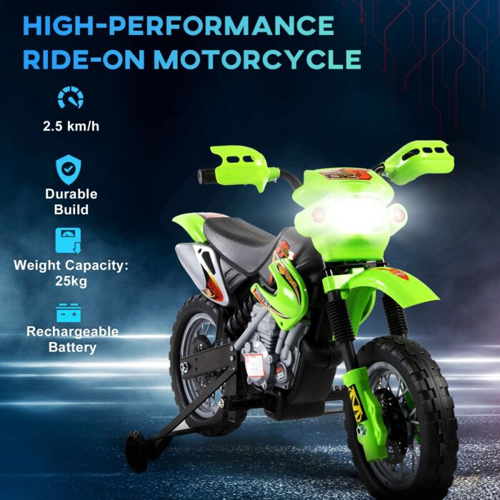 Homcom Kids Electric Motorbike Child Ride On Motorcycle 6v Battery Scooter (green)