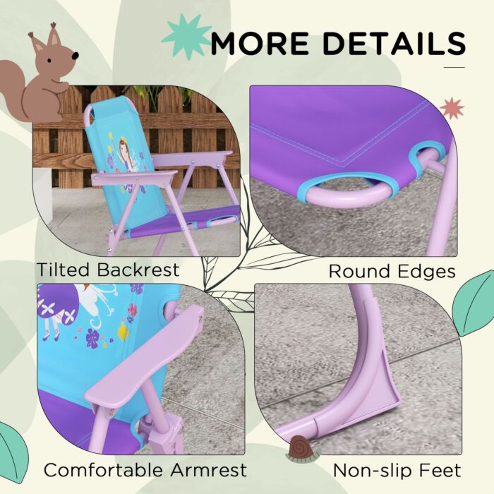 Outsunny Kids Picnic Table And Chair Set, Fairy Themed Outdoor Garden Furniture W/ Foldable Chairs, Adjustable Parasol