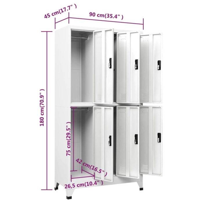 Vidaxl Locker Cabinet White 90x45x180 Cm Steel