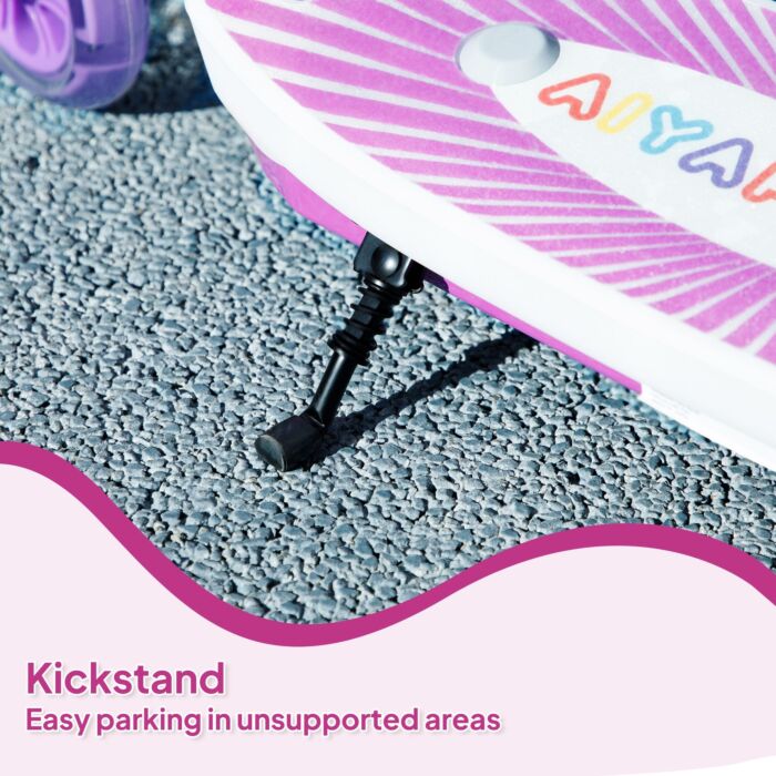 Aiyaplay Electric Scooter For Kids Ages 4-7, With Auxiliary Rear Wheels, Flashing Led Light And Electric Brake, Kids Electric Scooter For Boys Girls, 6 Km/h & 8 Km, Purple