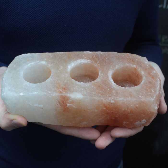 Natural Salt Candle Holder - 3 Holes