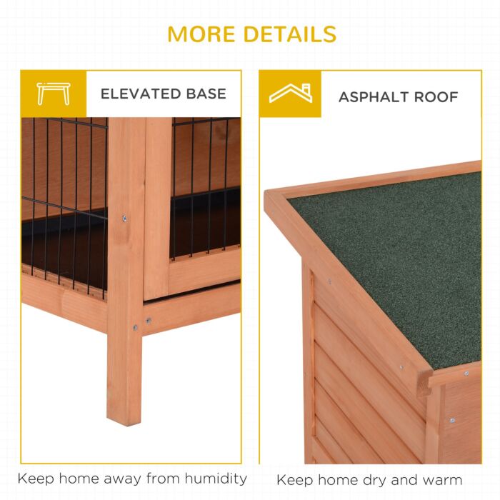 Pawhut Double Decker Rabbit Hutch 4ft Guinea Pig Cage With No Leak Trays, Orange