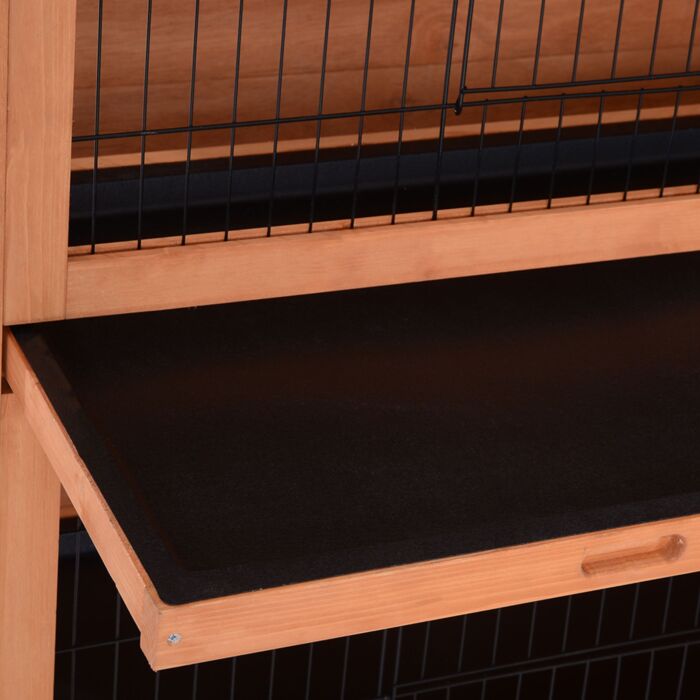 Pawhut Double Decker Rabbit Hutch 4ft Guinea Pig Cage With No Leak Trays, Orange