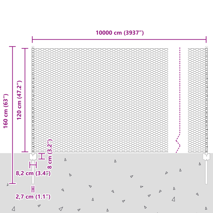 Vidaxl Fence Posts 22 Pcs U-channel 120 Cm Galvanised Steel, Vidaxl Hexagon Fence 1,2x100 M Galvanised Steel
