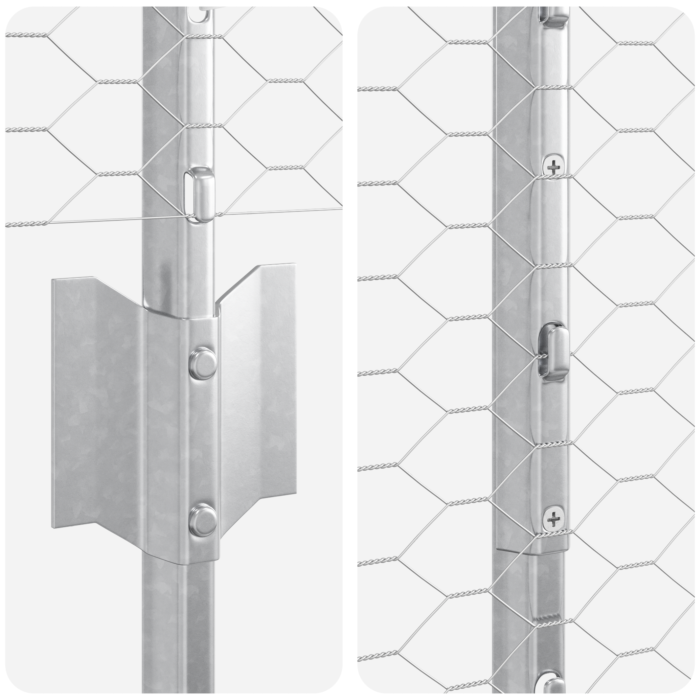Vidaxl Fence Posts 22 Pcs U-channel 120 Cm Galvanised Steel, Vidaxl Hexagon Fence 1,2x100 M Galvanised Steel