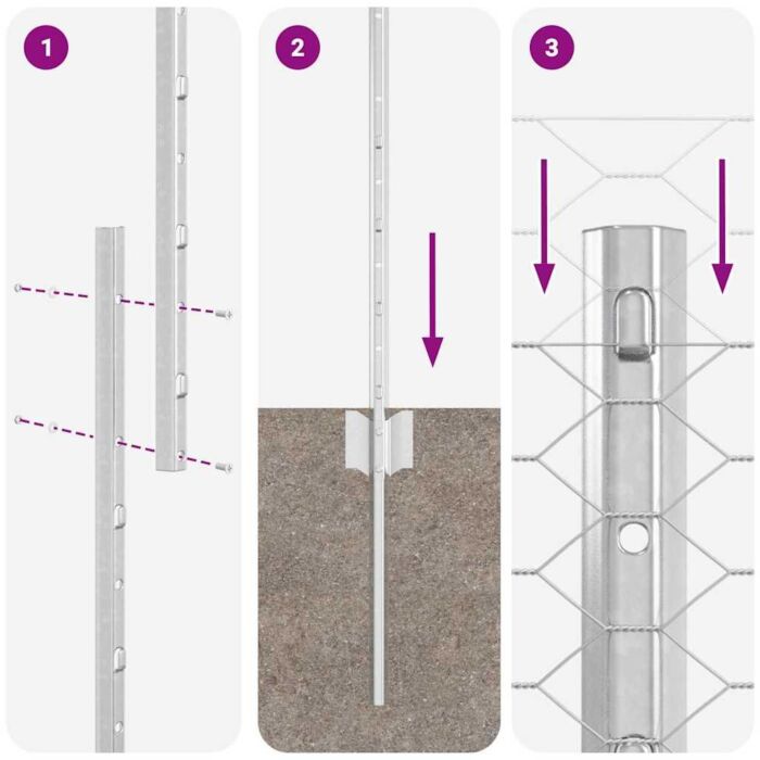 Vidaxl Fence Posts 22 Pcs U-channel 120 Cm Galvanised Steel, Vidaxl Hexagon Fence 1,2x100 M Galvanised Steel