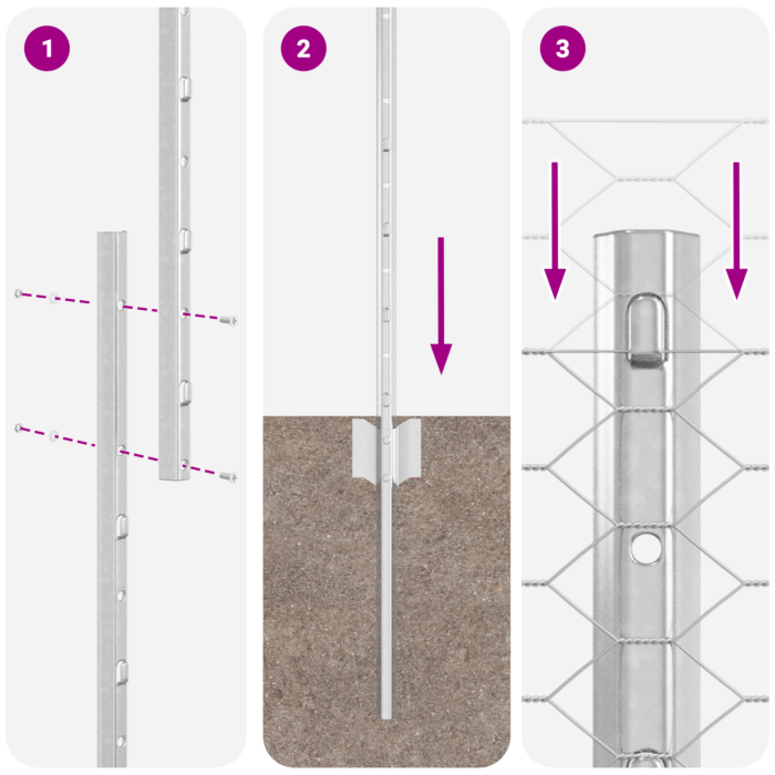 Vidaxl Fence Posts 22 Pcs U-channel 120 Cm Galvanised Steel, Vidaxl Hexagon Fence 1,2x100 M Galvanised Steel