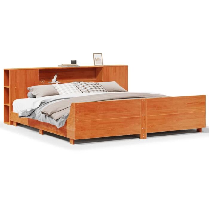 Vidaxl Bed Frame Without Mattress Wax Brown 180x200 Cm Super King Solid Wood Pine