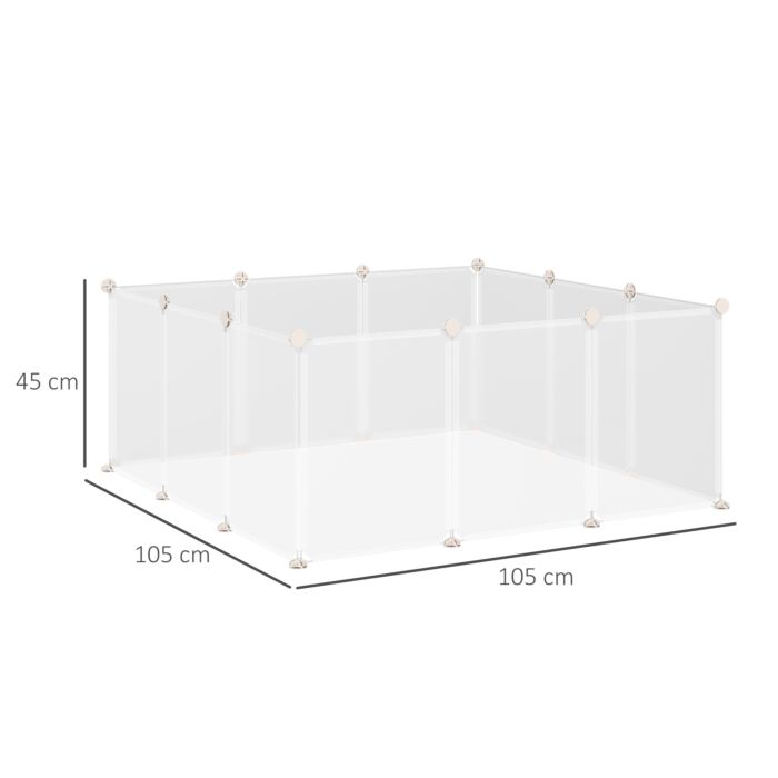 Pawhut Pet Playpen Diy Small Guinea Pigs Hutches Open Enclosure Portable Plastic Fence 12 Panels For Kitten Bunny Chinchilla Guinea Pig White