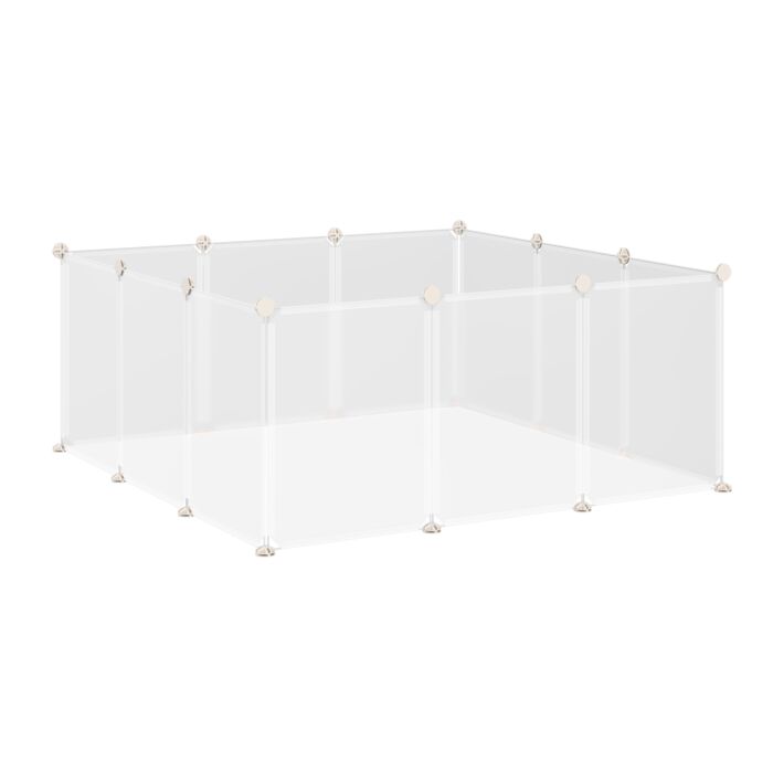 Pawhut Pet Playpen Diy Small Guinea Pigs Hutches Open Enclosure Portable Plastic Fence 12 Panels For Kitten Bunny Chinchilla Guinea Pig White