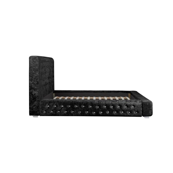 Grande King Bed Black Crushed Velvet
