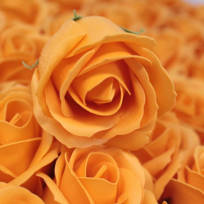 Craft Soap Flowers - Med Rose - Orange - Pack Of 10
