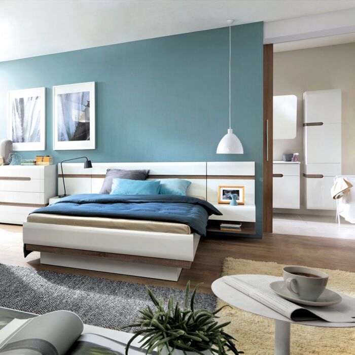 Chelsea Kingsize Bed In White With Oak Trim And Lift Up Function