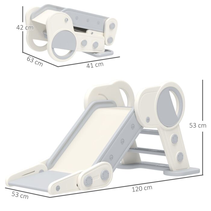 Aiyaplay Foldable Kids Slide Indoor, Freestanding Baby Slide For 1.5-3 Years Old, Grey