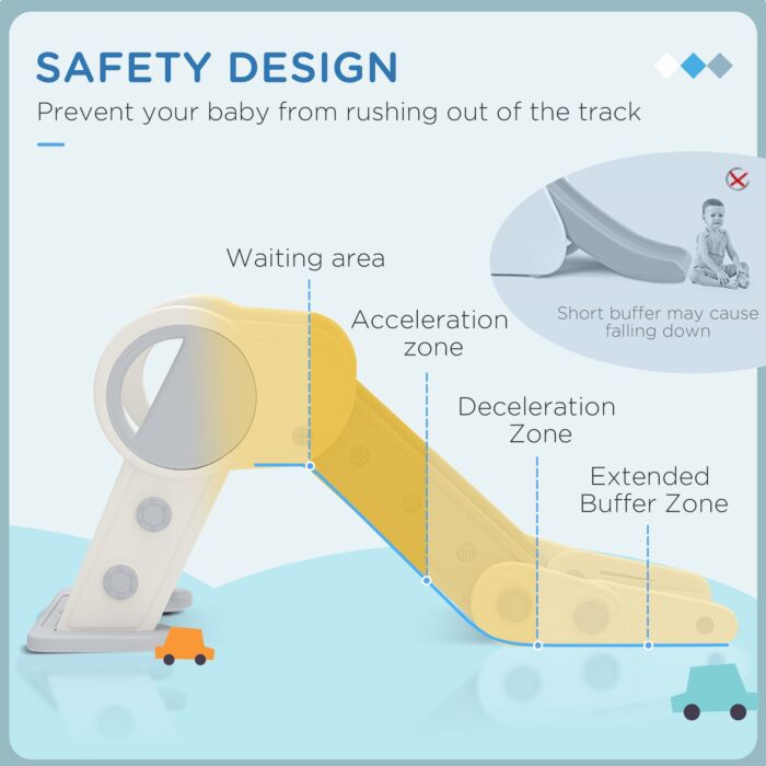 Aiyaplay Foldable Kids Slide Indoor, Freestanding Baby Slide For 1.5-3 Years Old, Grey