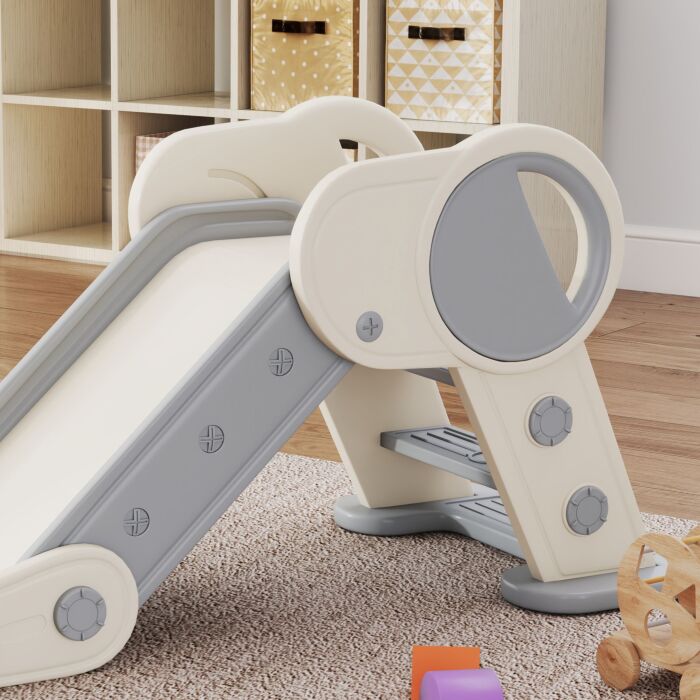 Aiyaplay Foldable Kids Slide Indoor, Freestanding Baby Slide For 1.5-3 Years Old, Grey