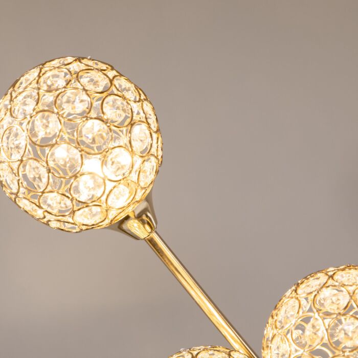 Homcom Crystal Floor Lamps For With 5 Light, Modern Upright Standing Lamp, 34x25x156cm, Gold Tone