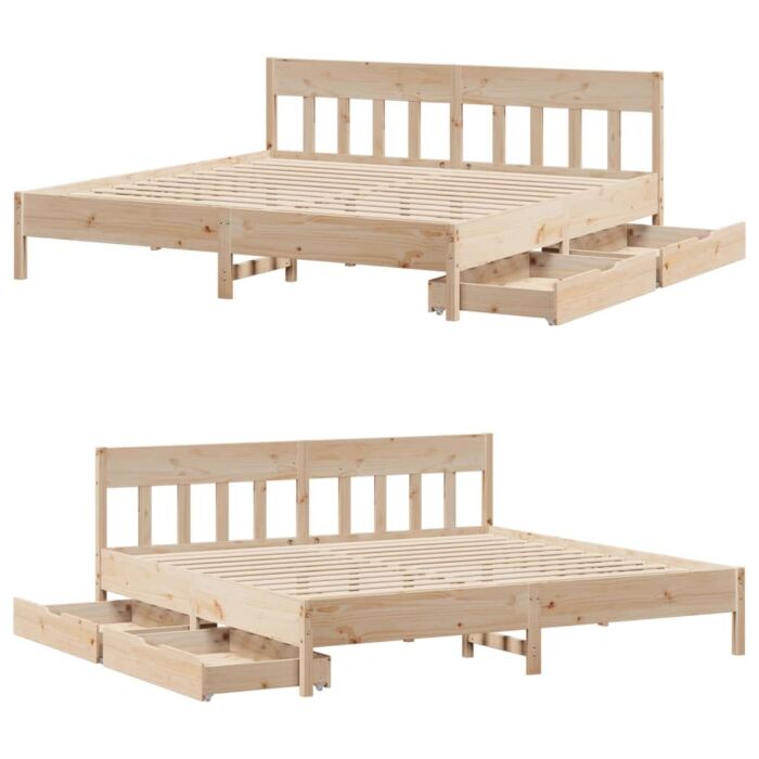 Vidaxl Bed Frame Without Mattress 180x200 Cm Super King Solid Wood Pine