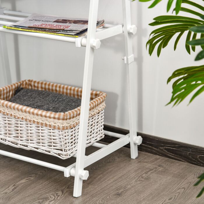 Homcom Minimalist Foldable Adjustable Clothes Rack Hanger W/ 2 Shelves 107.5l X 45w X 150h Cm Hallway Entryway Furniture - White