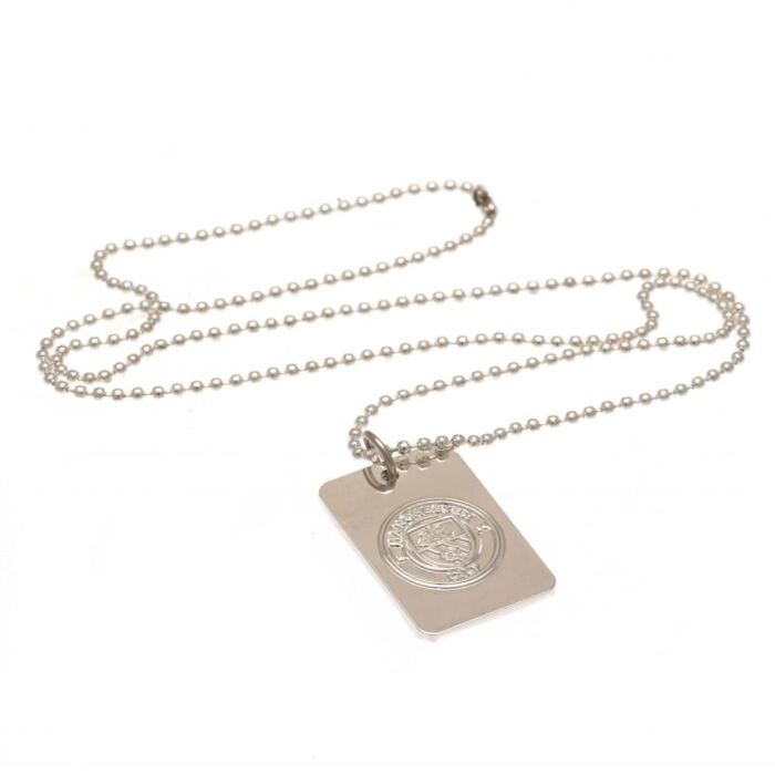 Manchester City Fc Silver Plated Dog Tag & Chain