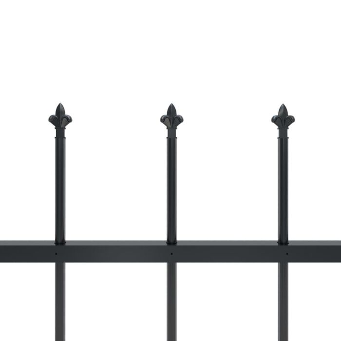 Vidaxl Garden Fence With Spear Top Steel 6.8x1.2 M Black