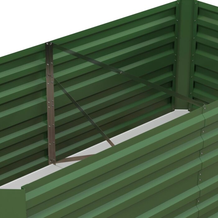 Outsunny Set Of 2 Raised Beds, Galvanised Steel Outdoor Planters With Multi-reinforced Rods For Vegetables, Plants, Flowers And Herbs, 180 X 90 X 59 Cm, Green