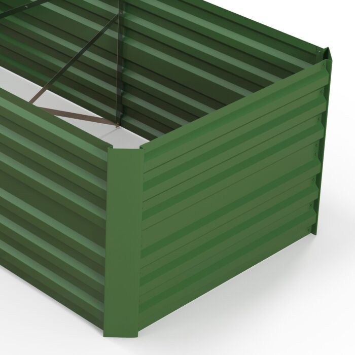 Outsunny Set Of 2 Raised Beds, Galvanised Steel Outdoor Planters With Multi-reinforced Rods For Vegetables, Plants, Flowers And Herbs, 180 X 90 X 59 Cm, Green