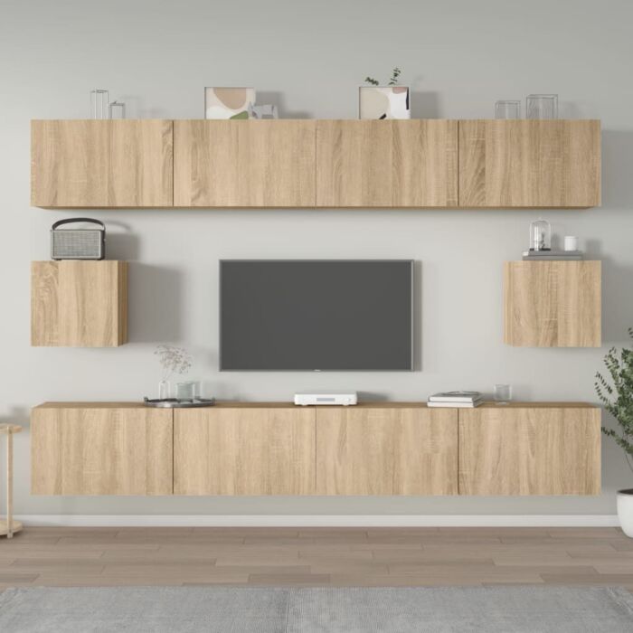 Vidaxl 6 Piece Tv Cabinet Set Sonoma Oak Engineered Wood