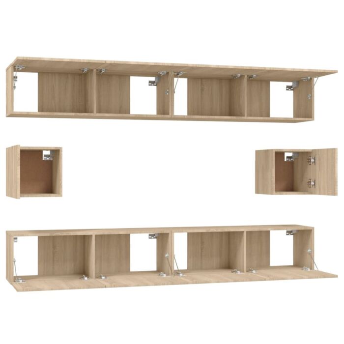 Vidaxl 6 Piece Tv Cabinet Set Sonoma Oak Engineered Wood