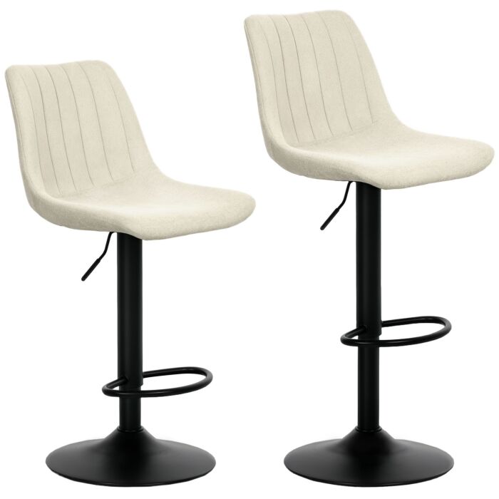 Homcom Set Of Two Chenille-feel Tub Bat Stools - Beige