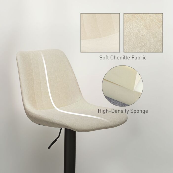Homcom Set Of Two Chenille-feel Tub Bat Stools - Beige