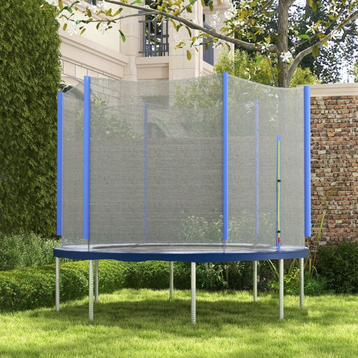 Sportnow 10ft Trampoline Net Replacement With 6 Plastic Pole Covers, Weather-resistant Trampoline Netting Replacement With Zipped Entrance, Poles Not Included, Blue