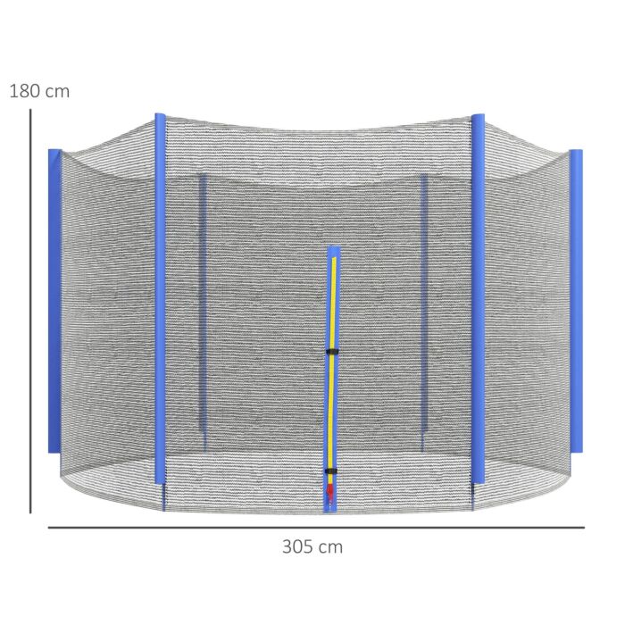 Sportnow 10ft Trampoline Net Replacement With 6 Plastic Pole Covers, Weather-resistant Trampoline Netting Replacement With Zipped Entrance, Poles Not Included, Blue