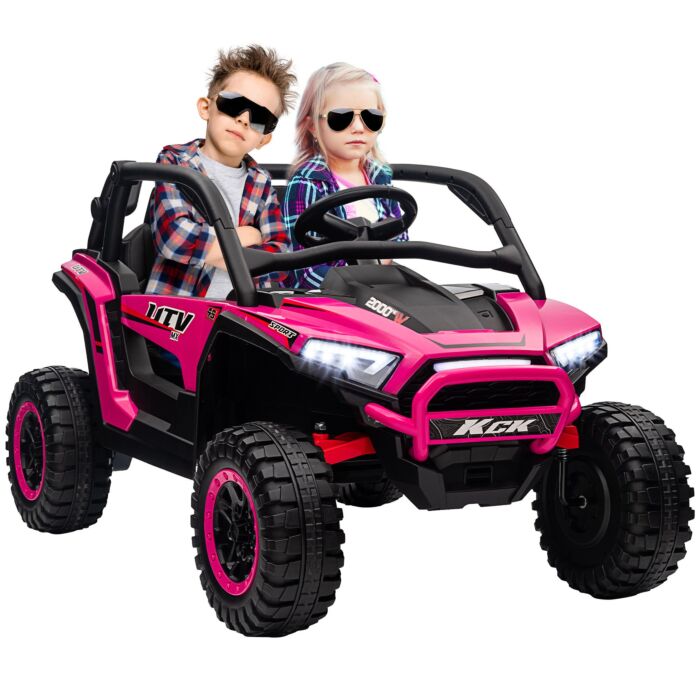 Aiyaplay 2 Seater 24v 7ah Ride On Truck, Battery Powered Electric Ride On Car W/ Remote, Suspension, 3 Speeds - Pink