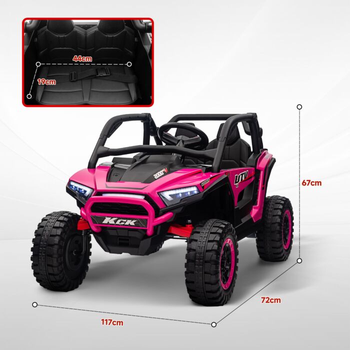 Aiyaplay 2 Seater 24v 7ah Ride On Truck, Battery Powered Electric Ride On Car W/ Remote, Suspension, 3 Speeds - Pink