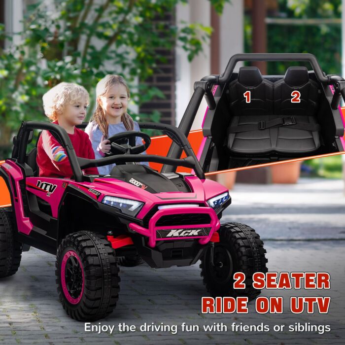 Aiyaplay 2 Seater 24v 7ah Ride On Truck, Battery Powered Electric Ride On Car W/ Remote, Suspension, 3 Speeds - Pink