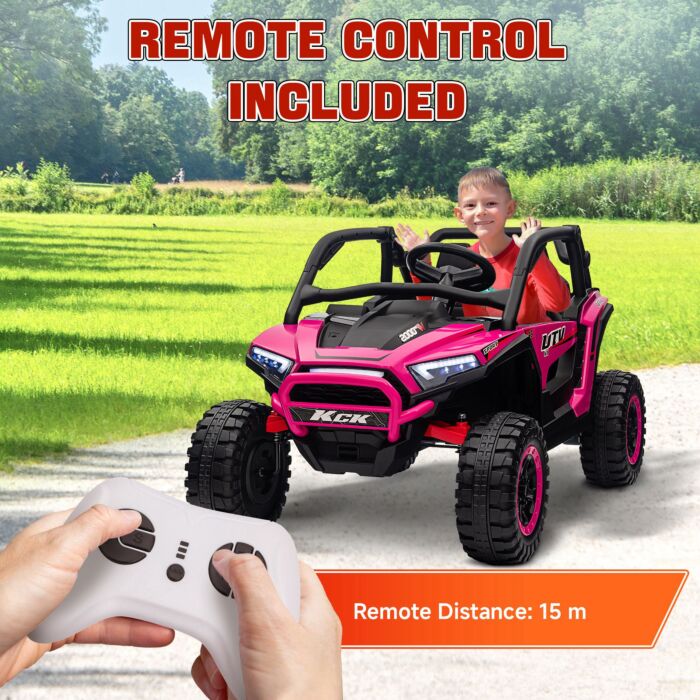 Aiyaplay 2 Seater 24v 7ah Ride On Truck, Battery Powered Electric Ride On Car W/ Remote, Suspension, 3 Speeds - Pink