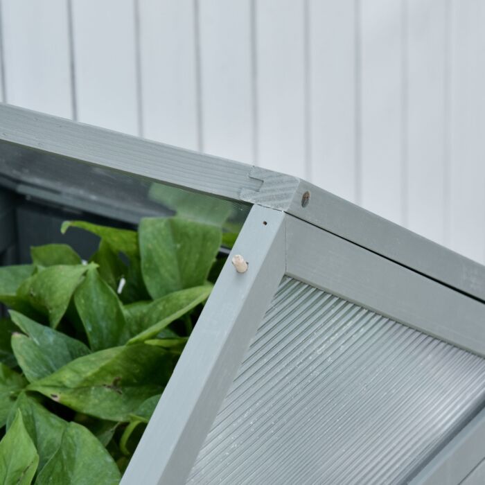 Outsunny 3-tier Wooden Cold Frame Greenhouse Garden Polycarbonate Grow House W/ Adjustable Shelves, Double Doors, 80 X 47 X 138cm, Grey