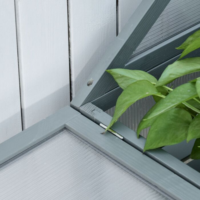 Outsunny 3-tier Wooden Cold Frame Greenhouse Garden Polycarbonate Grow House W/ Adjustable Shelves, Double Doors, 80 X 47 X 138cm, Grey