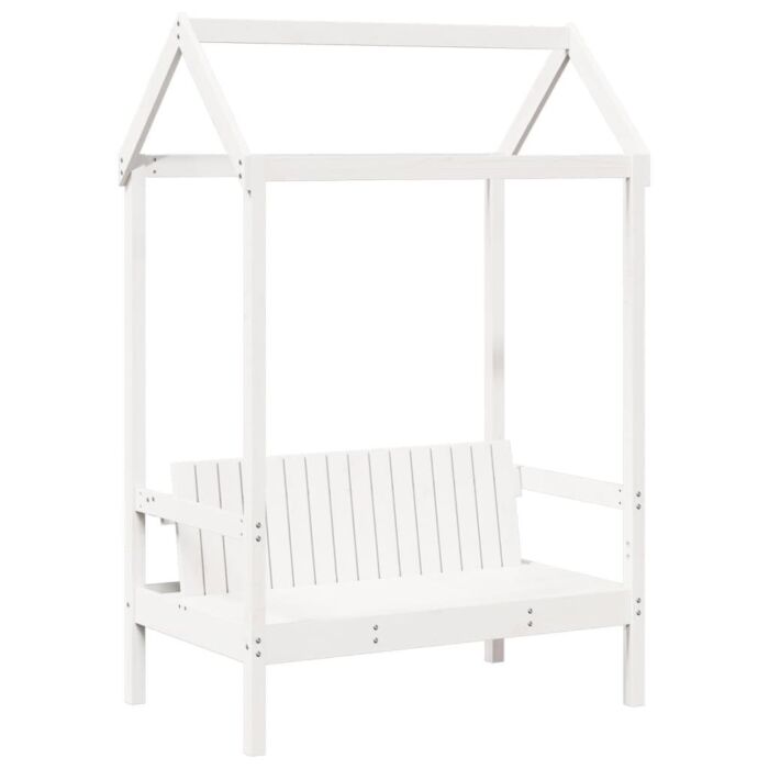Vidaxl Bed And Bench Set With Roof White 80x200 Cm Solid Wood Pine