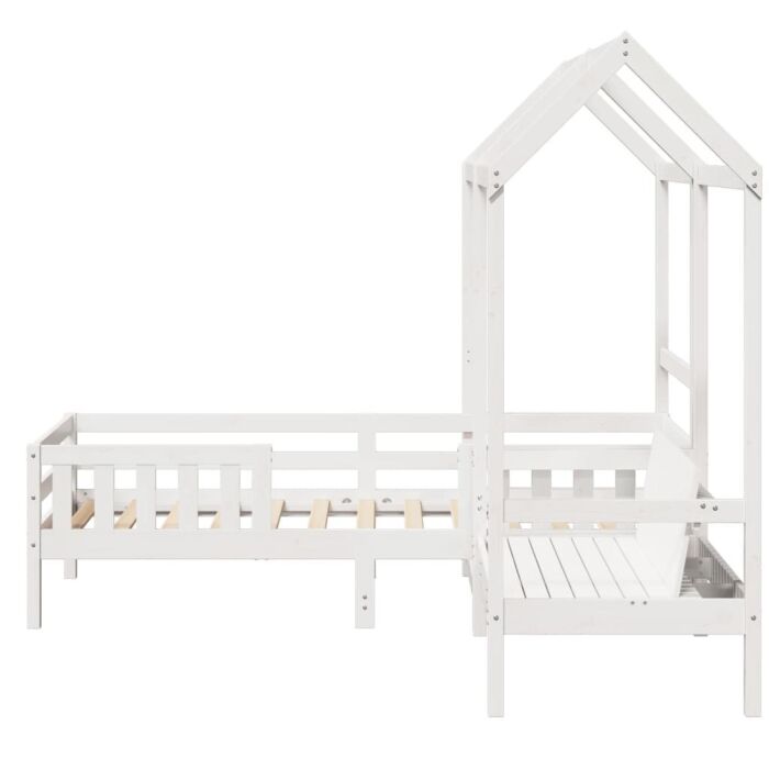 Vidaxl Bed And Bench Set With Roof White 80x200 Cm Solid Wood Pine