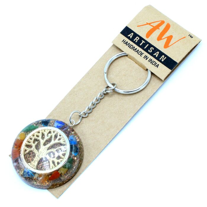 Orgonite Power Keyring - Gemstones Chakra Tree Of Life