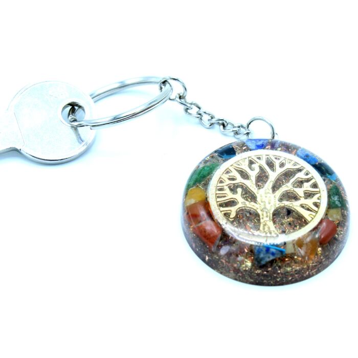 Orgonite Power Keyring - Gemstones Chakra Tree Of Life