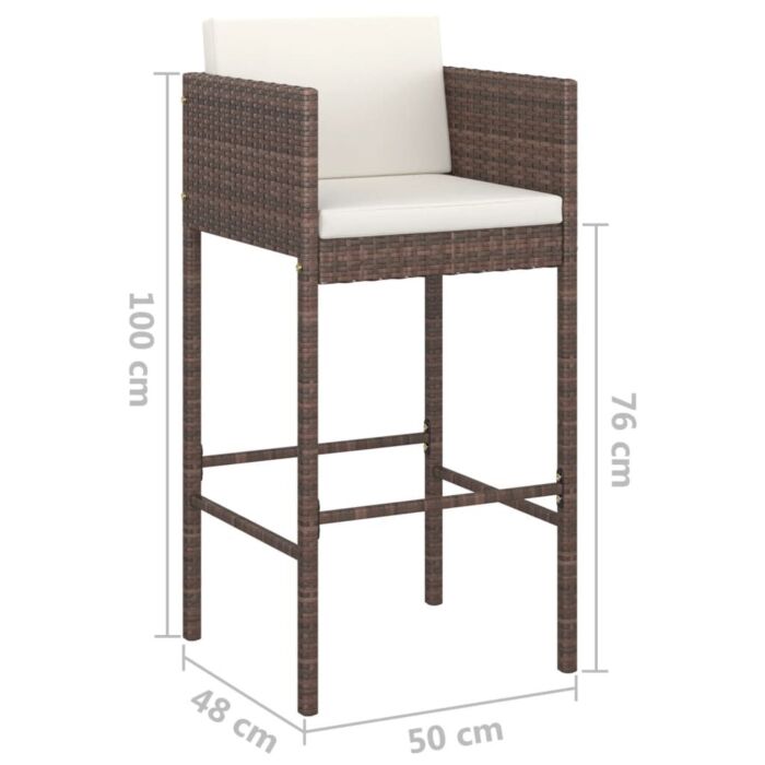 Vidaxl 5 Piece Garden Bar Set With Cushions Poly Rattan Brown