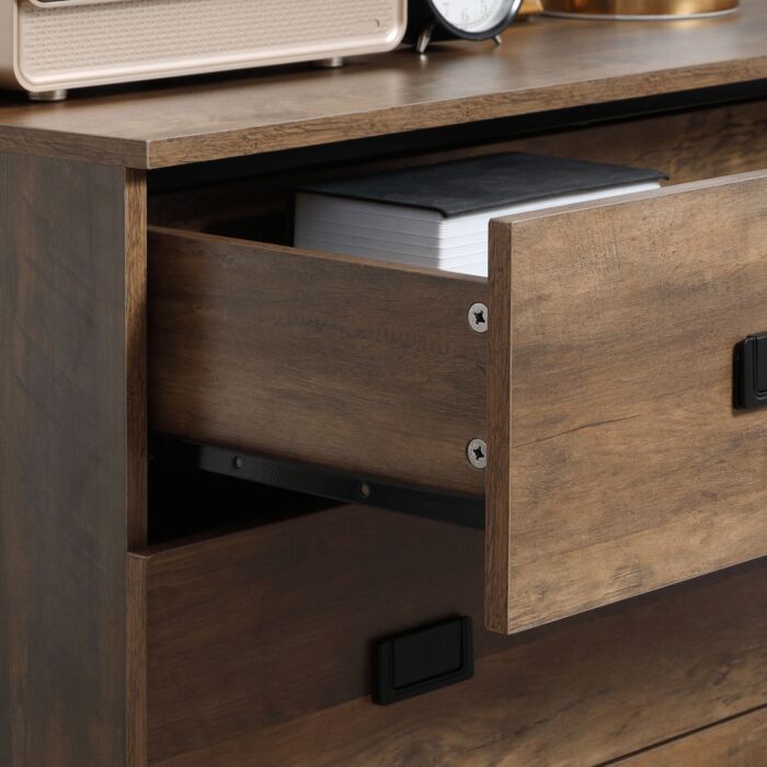 Homcom Chest Of Drawers, 4-drawer Storage Organiser Unit With Metal Frame, Brown