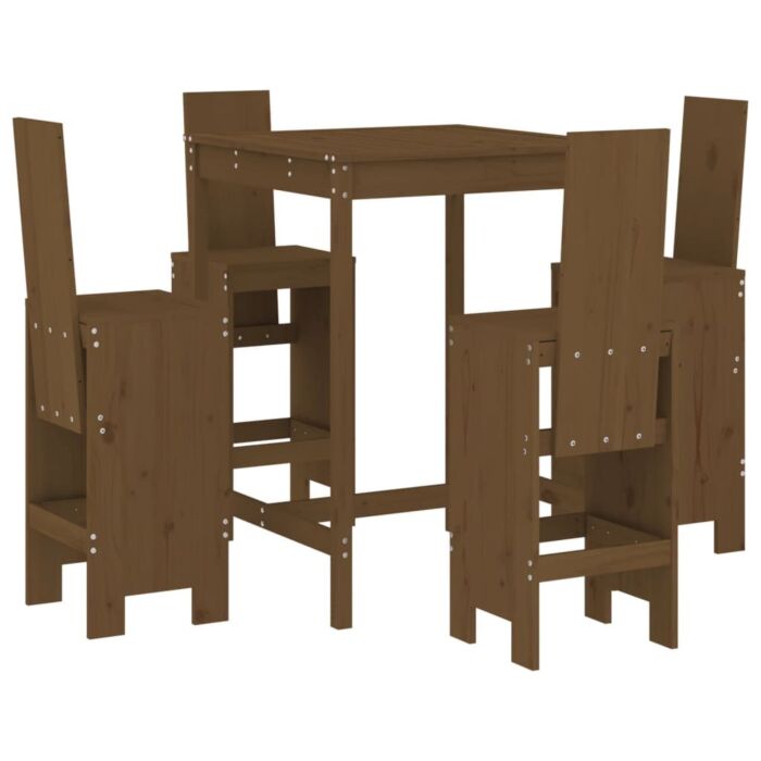 Vidaxl 5 Piece Garden Bar Set Honey Brown Solid Wood Pine